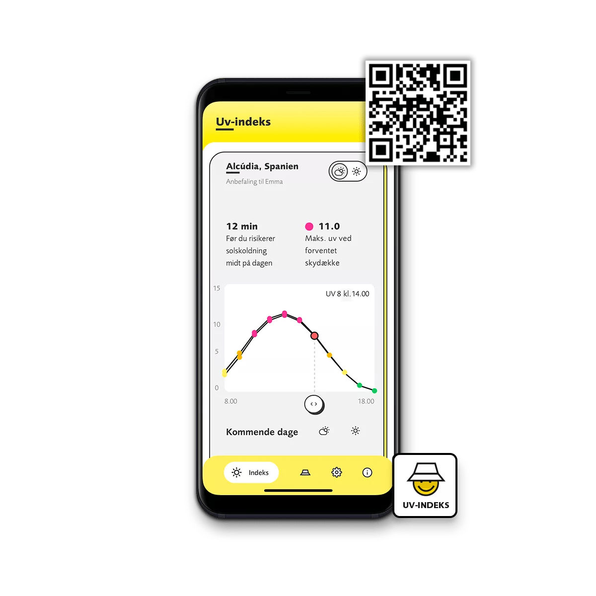 Billede af UV-INDEKS appen med QR-kode