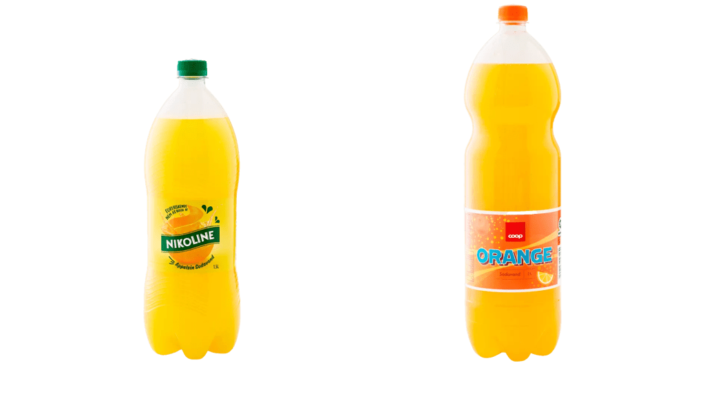 Halvanden liters og to liters appelsinsodavand