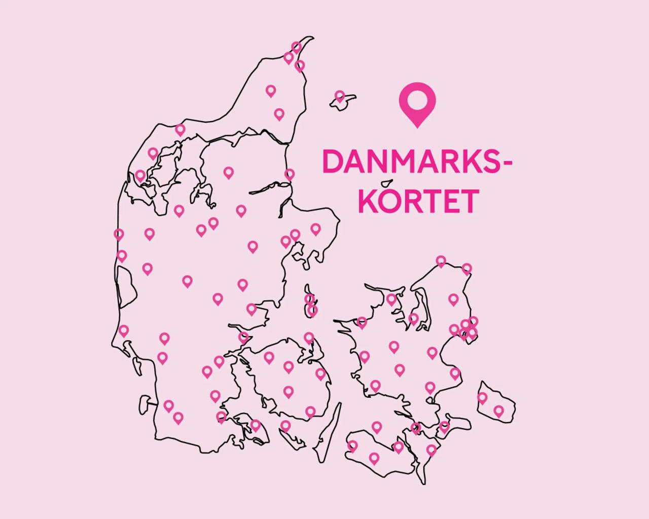 Lyserød Lørdag-Danmarkskortet