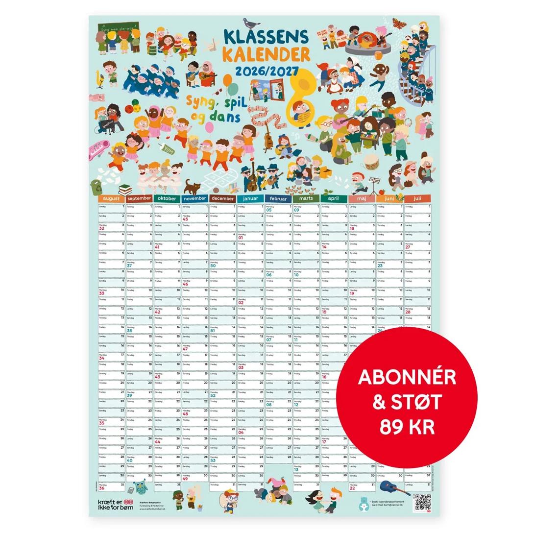 Billede af den spritnye Klassens Kalender 2026/27. Tegneren er StineStregen.